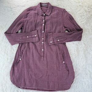 Toad&Co Mixologist Tunic Shirt Striped Burgundy Organic Cotton Medium Casual